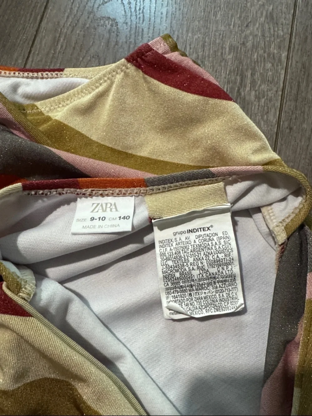 Zara girls metallic one shoulder swimsuit 9-10